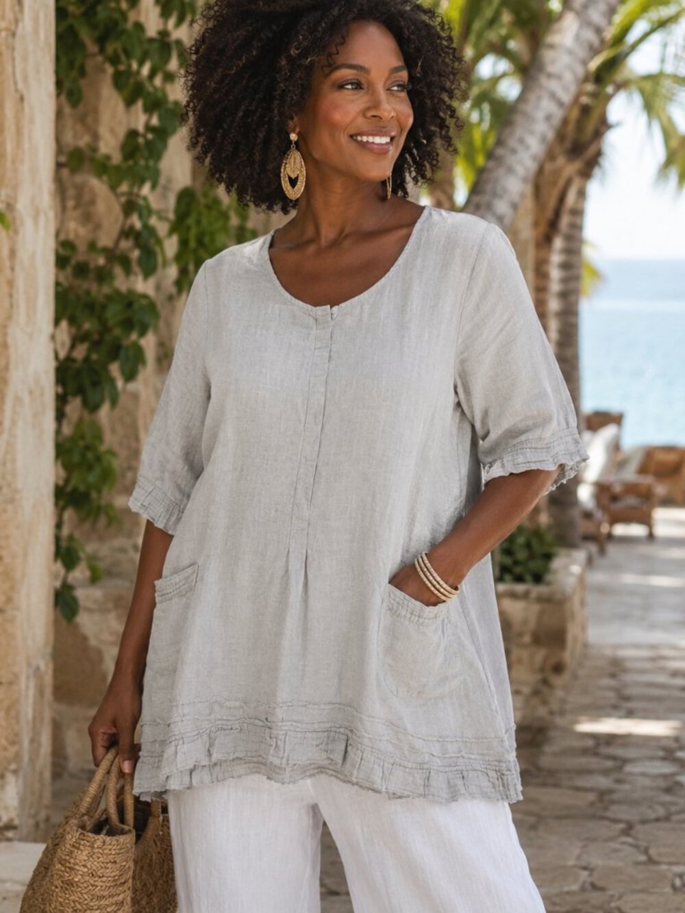 Lungo L'Arno Tunic Top Coastal Grandma Quiet Luxury Cottagecore 100% Linen